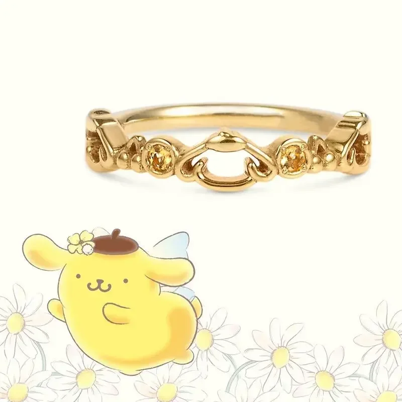 Anime Sanrio Open Ring Kawaii Pompom Purin Accessories Cute Personality Adjustable Limited Jewelry Girlfriends Girls Gift