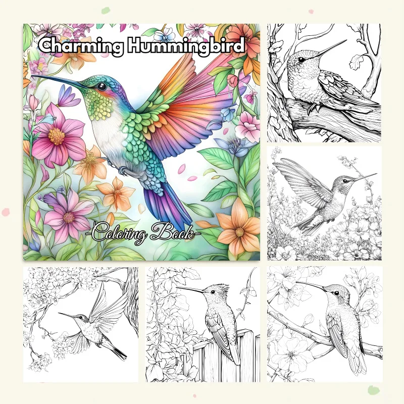 Hummingbird Adult Coloring Book Exquisite Floral Bird Scenes for Relaxation Stress Relief Creative Art Gift