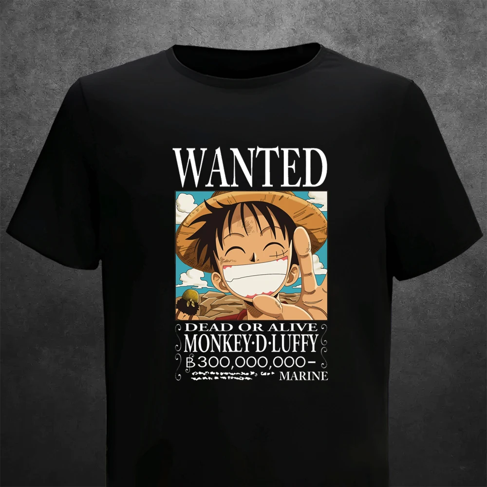 T Shirt Man Monkey Luffy Unique One Piece Anime Summer Casual Printing Short Comfortable O-neck