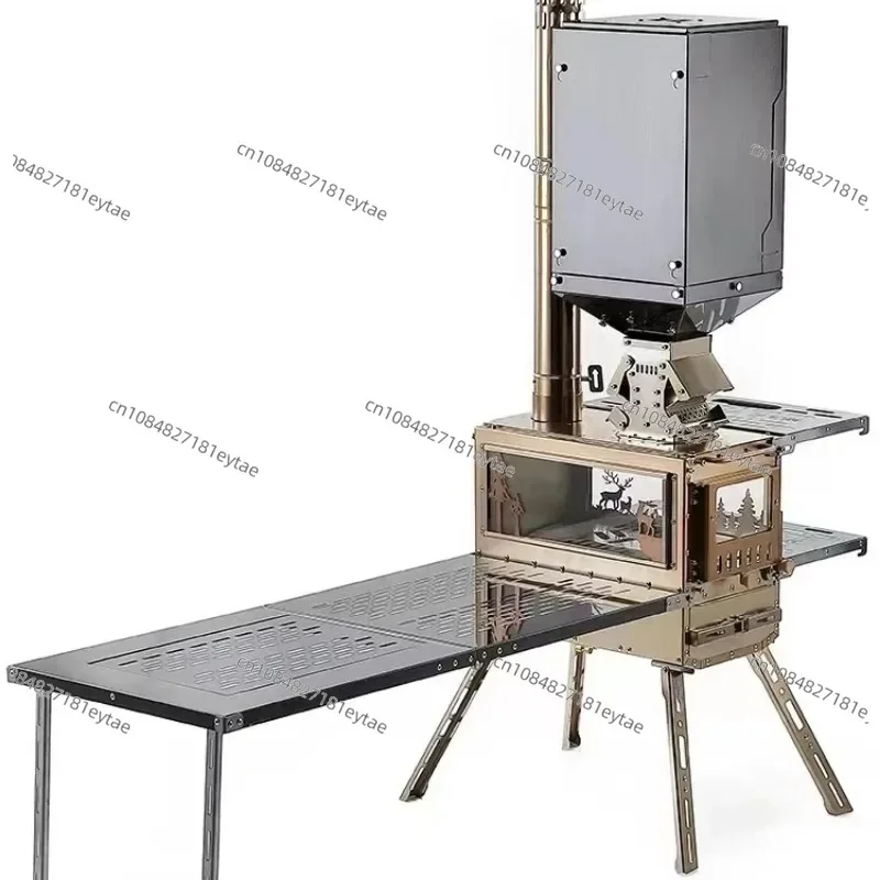Suitable for outdoor camping, multifunctional stainless steel pellet wood stove