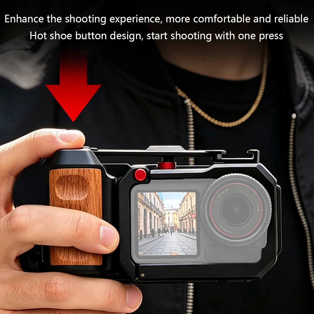 BGNing für DJI OSMO Action6 Kamerakäfig mit Holzgriff, Metallrahmen-Schutzkäfig für OSMO Action 5Pro 4 3 – Detail 9