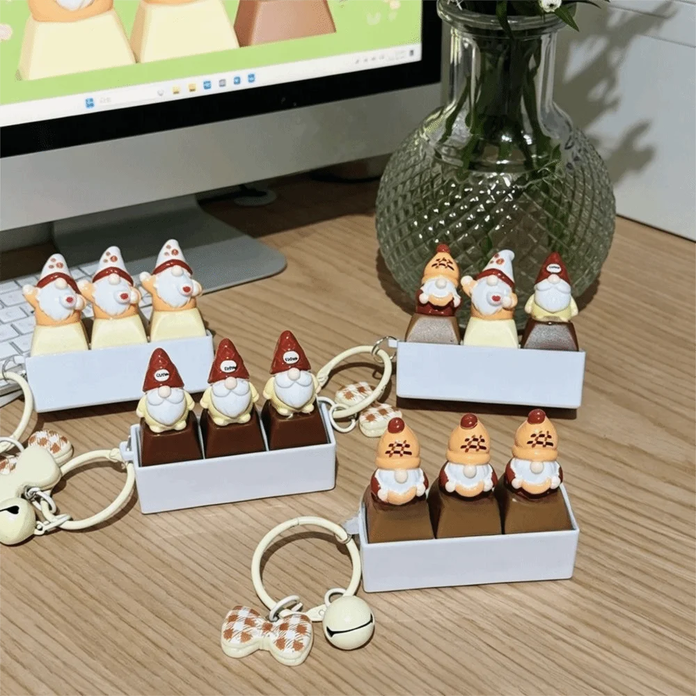 Cartoon Dwarf Keycap Fidget Keychain Mute Keyboard Key Keycap Design Keyboard Keycap Keychain 3 Key Silent Axis Fidget
