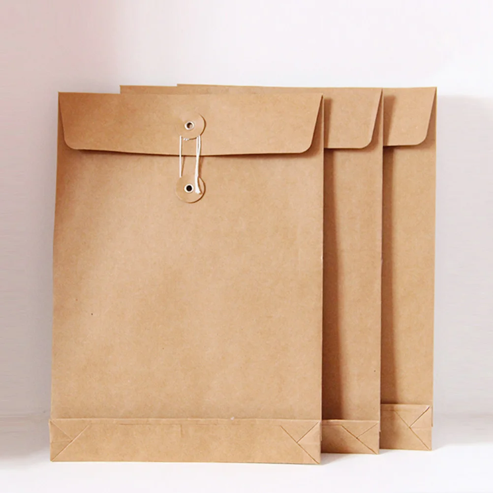 Bolsa de archivo de fondo cuadrado, porta documentos A4, portafolio de papel marrón, bolsa de almacenamiento ligera de gran capacidad, viaje
