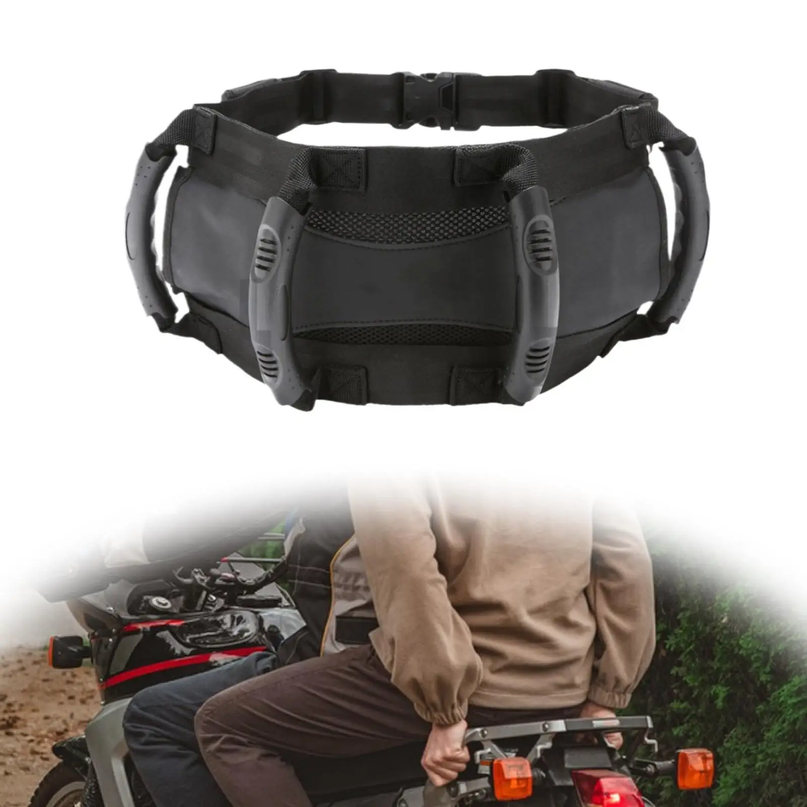 Motorcycle Rear Passenger Safe Belt Adjustable Grab Handle Strap for Stability and Comfort on the Move