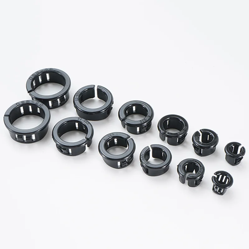 25-100pcs 10 13 16 19 22 26mm Black Opening Snap-on Hole Cover OSB Round Desk Wire PP Nylon Plastic Table Line Cable Hole Cover