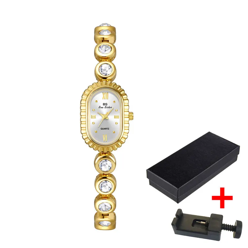 2024 Retro and Romantic Crystal Bracelet Women\'s Watch Elegant Jewelry Oval Dial Waterproof Quartz Watch with Gift Box