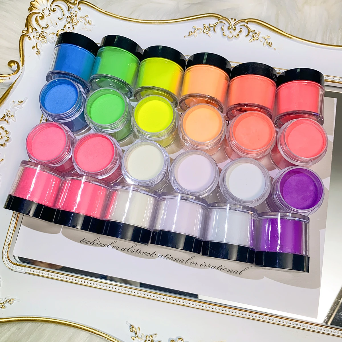 12Jars/set Luminous Colorful Acrylic Powder 3IN1 Glow in the Dark Acrylic Powder 10g*12PCS Extension/Carving Manicure Powder