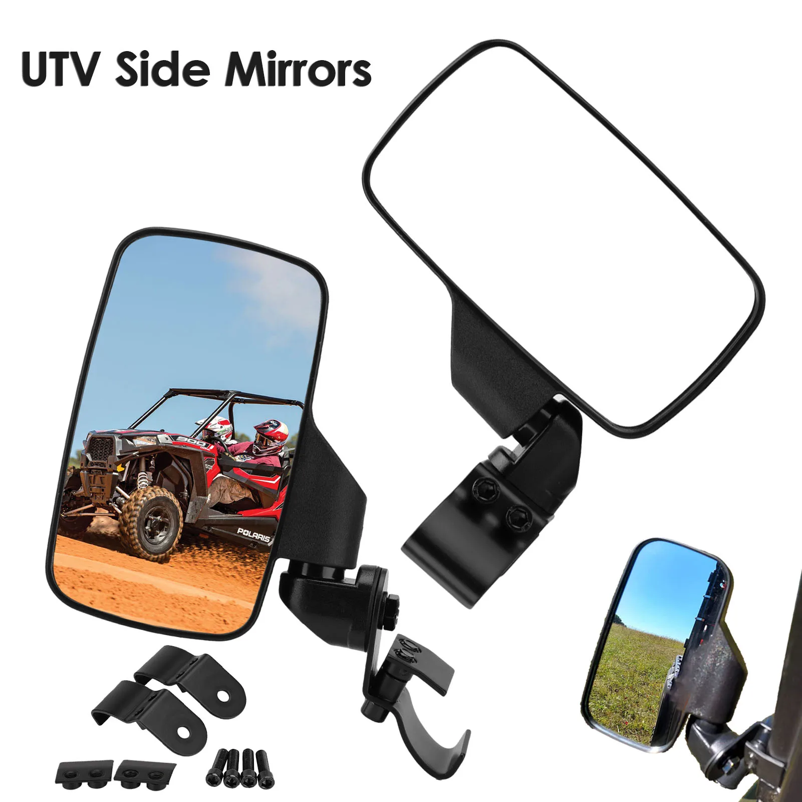 UTV Side View Mirrors Adjustable Convex Reflector Side Mirror Automotive Replacement Parts Utv Accessories 1pcs