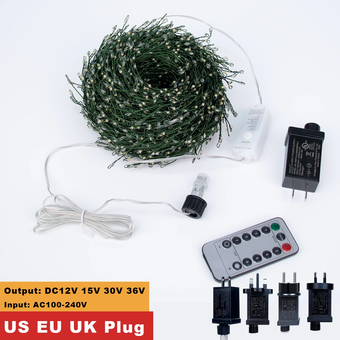 Ghirlanda di decorazioni natalizie Filo di rame LED Petardo Luci a corda Cluster remoto Luce fata per la decorazione della stanza della festa nuziale