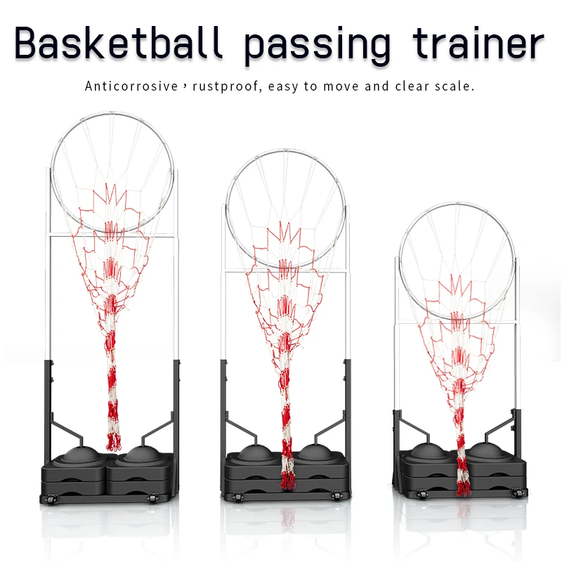 

Wheel-Mounted Basketball Passing & Shooting Stand Durable Black Metal Indoor Outdoor Training Equipment