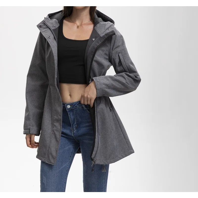 نمط جديد مقنع متعدد الجيوب المرأة الخريف والشتاء ملابس خارجية مبطنة بالصوف للنساء #3