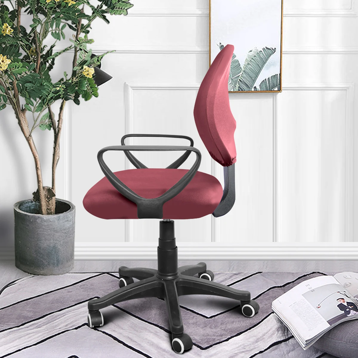 

Stretchy Chair Cover Elastic Office Chair Protector Simple Case Bright Color Anti Dust Wrinkle Resistant Reusable Sofa Cover