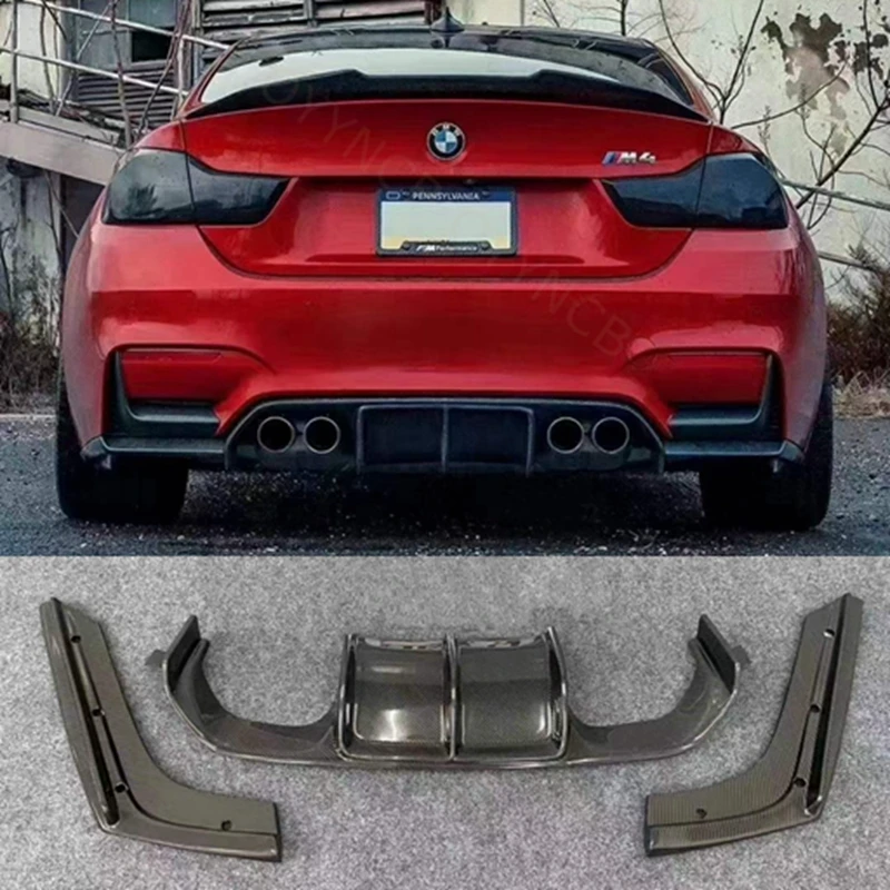 Carbon Fiber Car Rear Bumper Diffuser Lip Spoiler for BMW 3 4 Series F80 M3 F82 F83 M4 2014-2019