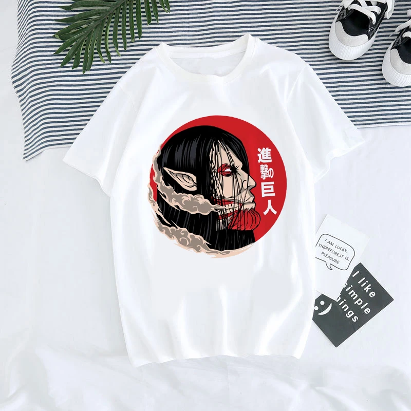 Camiseta de Anime japonés Unisex, camisa con estampado de ataque a los Titanes, dibujos animados Kawaii, Harajuku, Verano