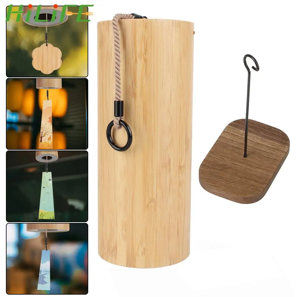 Handmade Wooden Bamboo Chord Wind Chimes Boho Windchime Windbell Outdoor Home Patio Garden Decoration Music Chimes Chord