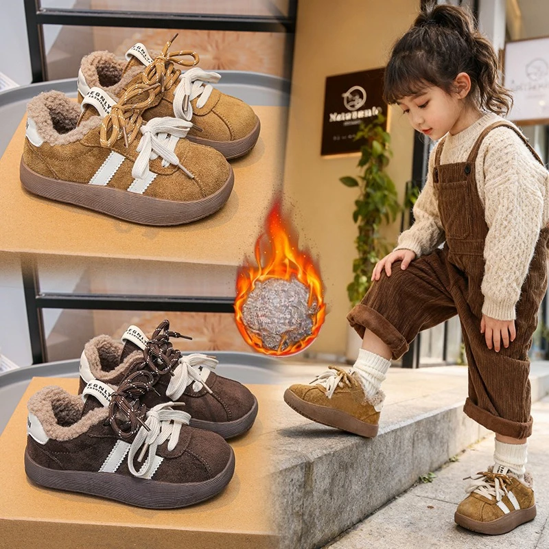 

Children's Cotton Shoes 3-18 Years Old Camel Padded Thickened Boys Girls Sneakers Lightweight Non-slip Kids Baby Short Boots