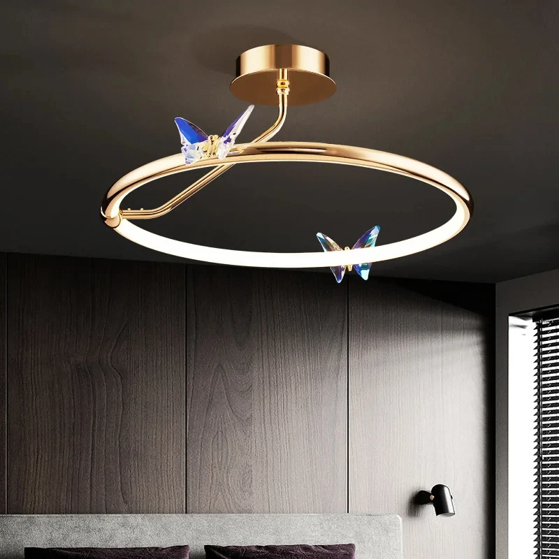 Butterfly LED Chandeliers Gold Ring Home Decoration Lighting Cord Adjustable For Living Room Bedroom Restaurant Good Packaging