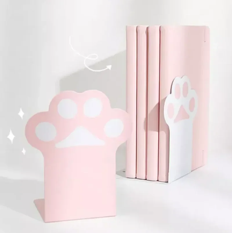 2pcs Creative Cat Paw Bookends Kawaii Anti-skid Book Organizer Desktop Book Support Korean Stationery School Office Supplies