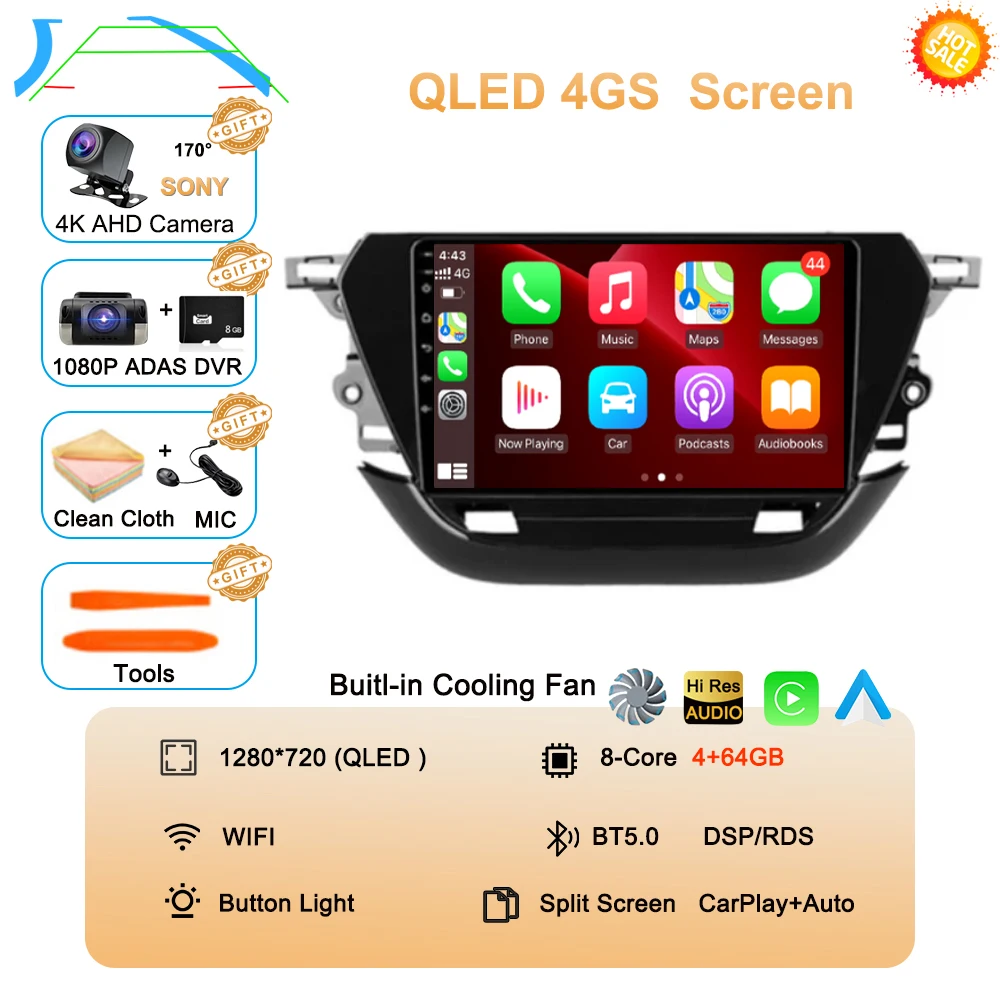 Android 16 autoradio voor Opel Corsa F 2019-2023 touchscreen, autoradio, videospeler, navigatie, GPS, multimedia, BT, Carplay