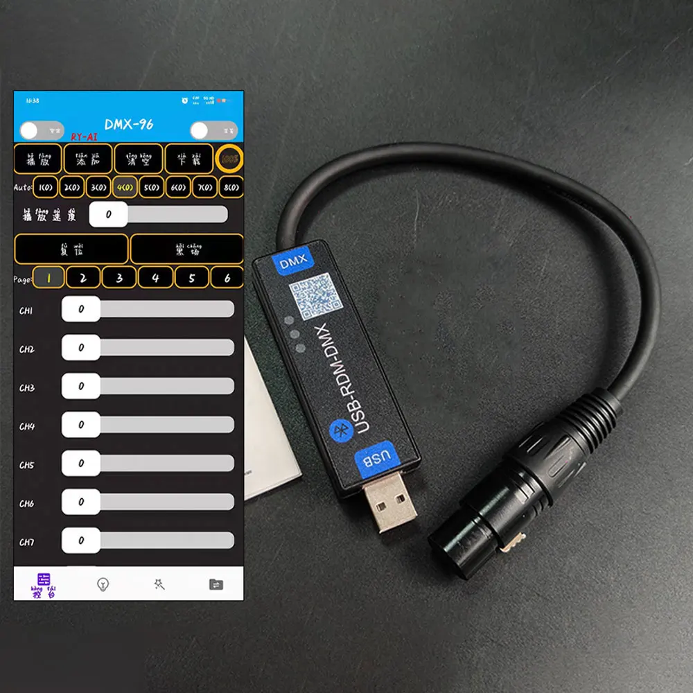 وحدة تحكم بلوتوث DMX512 RDM وحدة تحكم إضاءة لاسلكية لأضواء LED الاسمية رؤوس متحركة تطبيق Android قابل للبرمجة