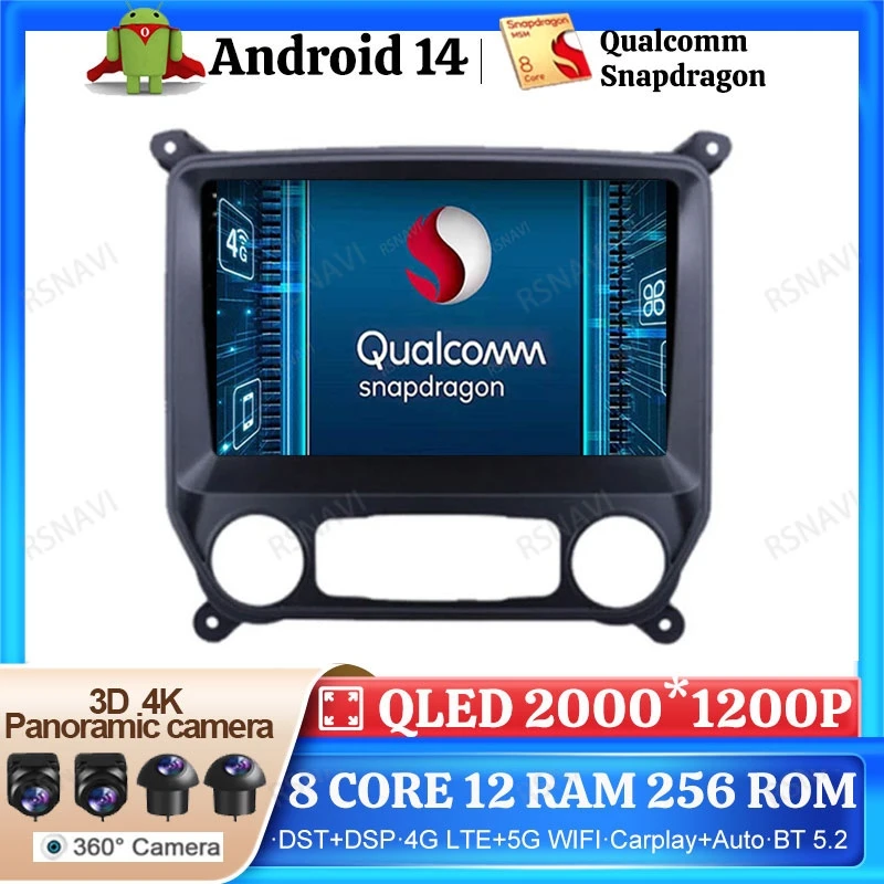 

Android 14 Car Radio For Chevrolet Silverado 3 GMTK2 2014 - 2019 Stereo Multimedia Wireless Carplay Auto Head Unit GPS 2DIN BT