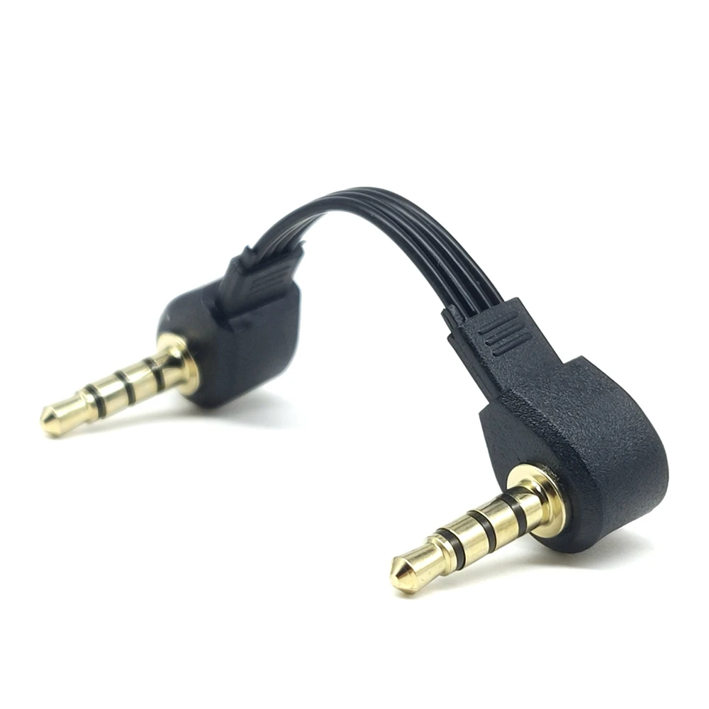 Kabel Audio 3.5mm z męskiego na męskie słuchawki Stereo zestaw Audio AUX 10CM podwójny łokieć czarny I klucz kup