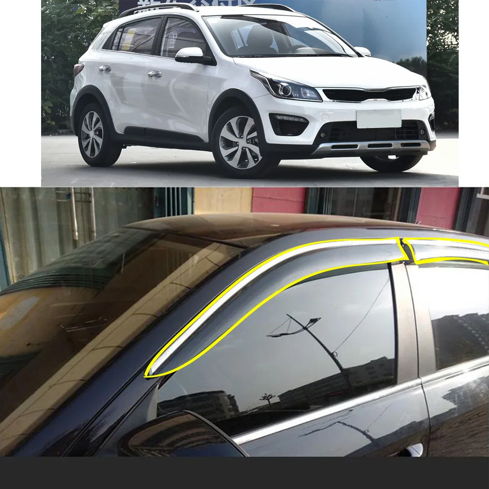 

Car Body Styling Sticker Plastic Window Glass Wind Visor Rain/Sun Guard Vent Parts For KIA KX CROSS 2017 2018 2019 2020 2021