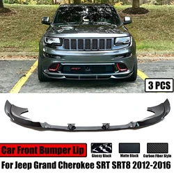 3PCS For Jeep Grand Cherokee SRT 2012 -2016 SRT8 Car Front Bumper Lip Splitter Spoiler Carbon Fiber Style Body Kit White Red