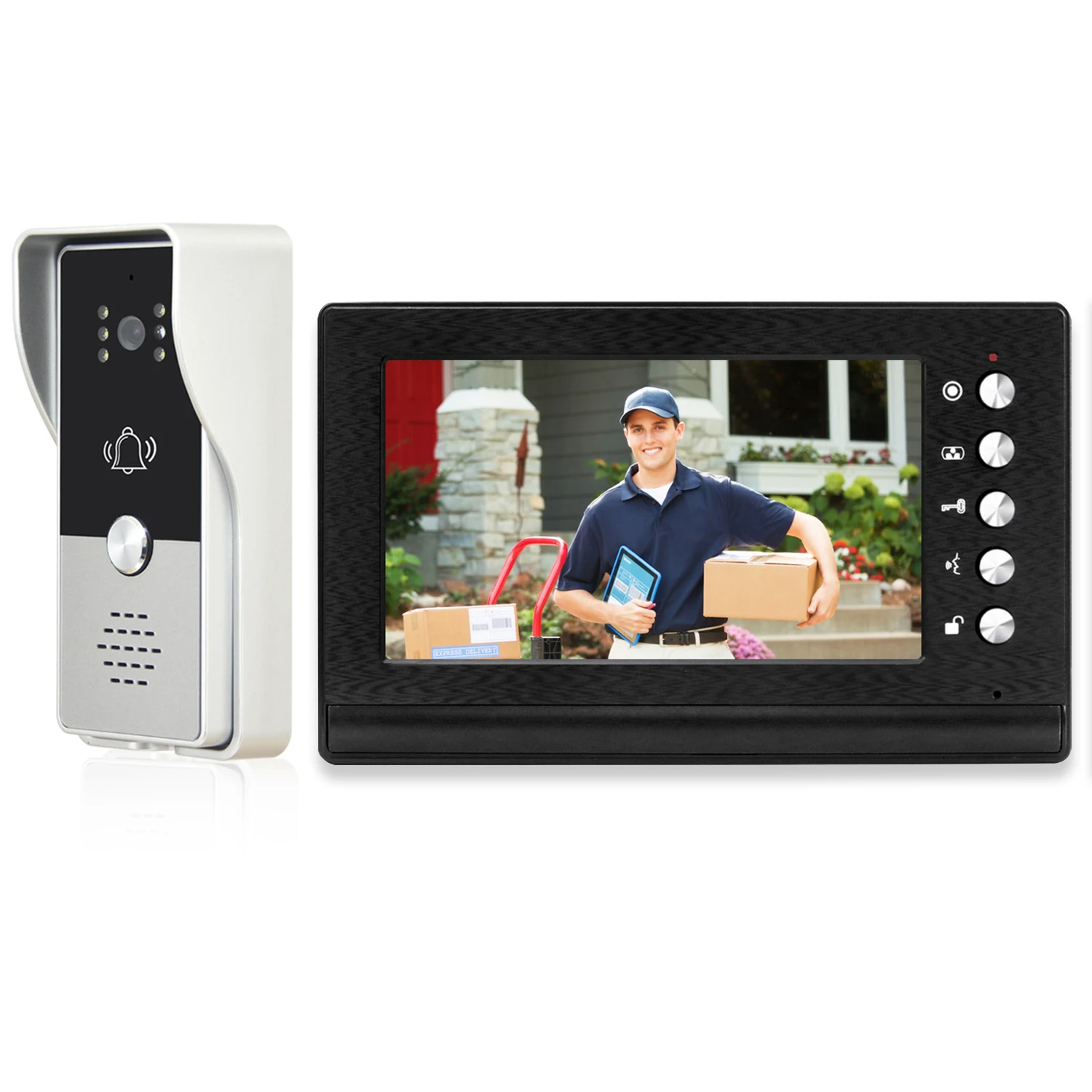 7 بوصة شاشات كريستال بلورية السلكية فيديو نظام اتصال داخلي جرس الباب كاميرا تعمل بالأشعة تحت الحمراء أطقم فيديو باب الهاتف للمنزل شقة
