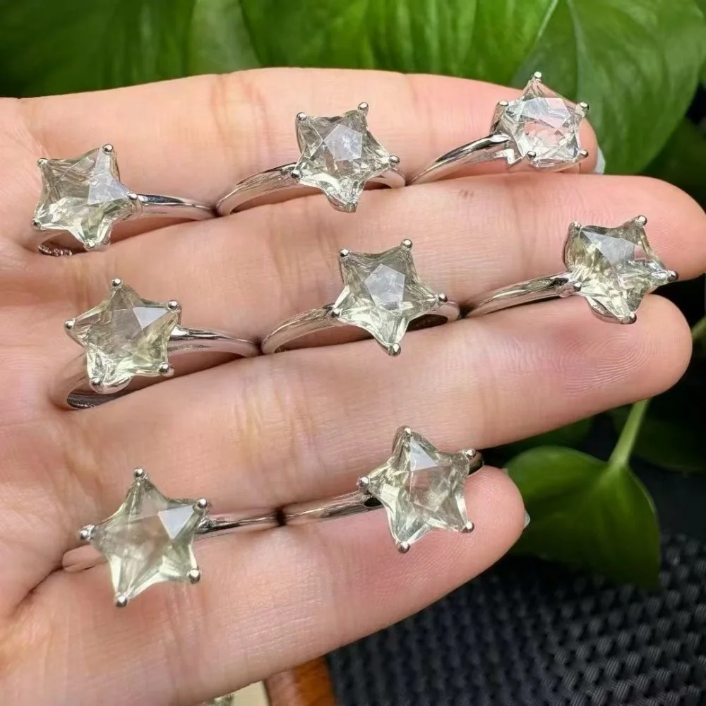 Natural Libyan Star Crystal Ring for Women Yoga Reiki Healing Jewelry Fengshui Stretching Gift - 1 Piece