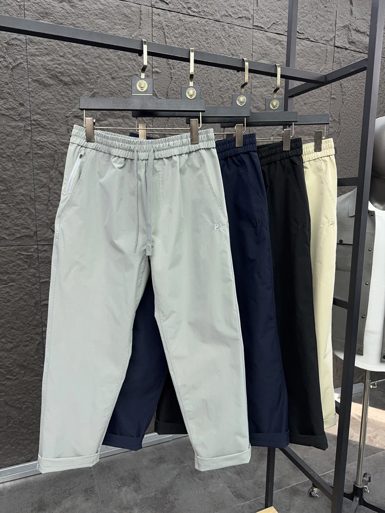 

Удобные облегающие летние мужские легкие дышащие прямые повседневные брюки с цветной вышивкой, модные городские брюки...