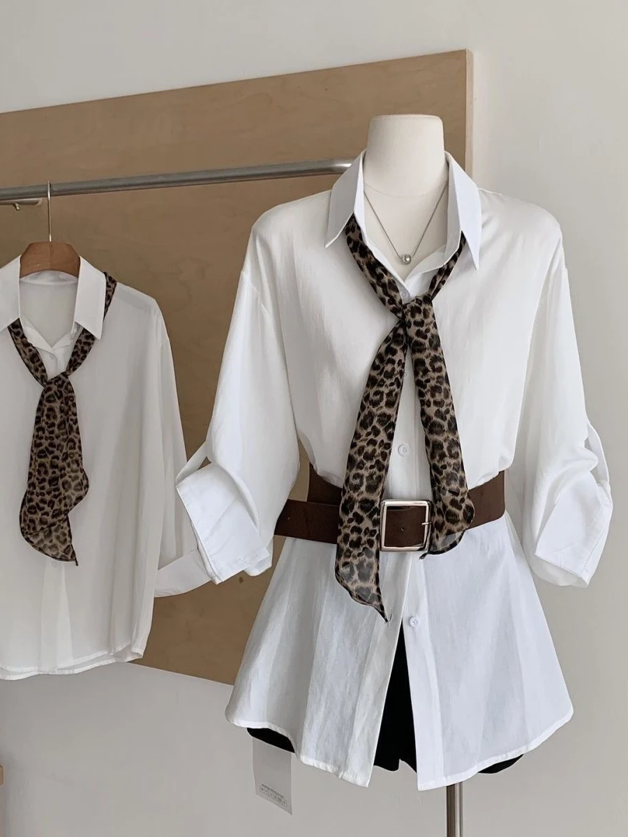 

Korean Sle Loose Long Sve Collar Women's irt Autumn New Casual Versatile Slimming Top Breathable Comfortable Poly...