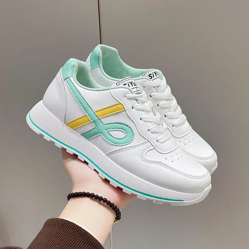 New Fashion White Shoes Women's Vulcanized Sneakers Breathable Walking Lace Up Flat Shoes Sneakers Women Feminino Running Shoes