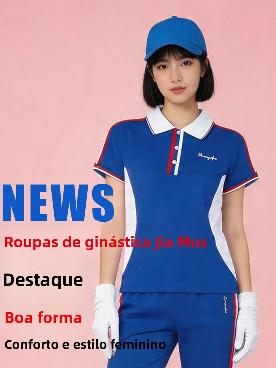 ブルー半袖チームユニフォームトップ-ウォーキング-フィットネス-アウトドア-スポーツ用-女性用-ポリエステル-シャツ-パフォーマンスに最適