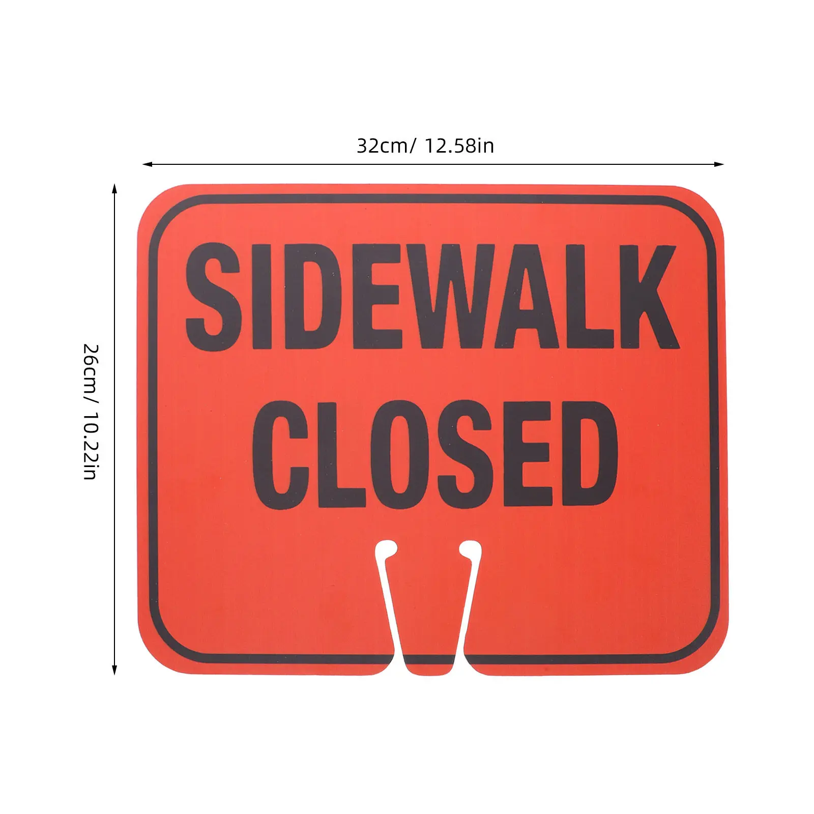 Sidewalk Closed Traffic Sign Waterproof 12x10 Inch Orange Black High Visibility Barricade Cone Top Attachment Road Construction