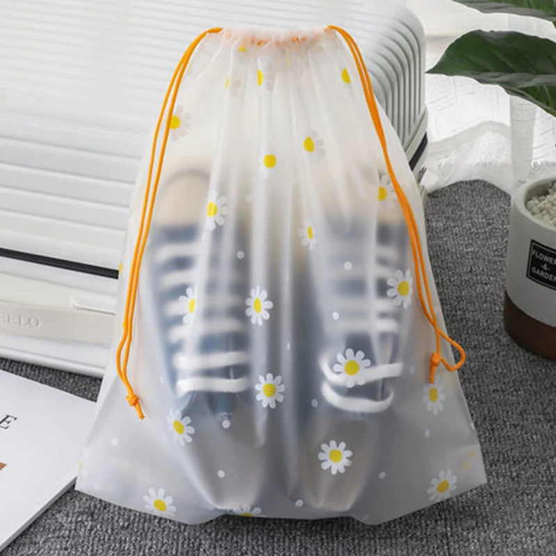 Portable Shoe Storage Organizer Travel Storage Bag Waterproof Transparent Plastic Storage Bag Drawstring Eco Bags Storage Bag