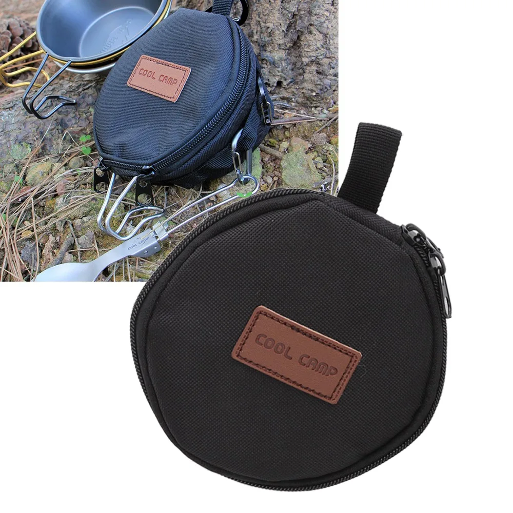 Oxford Fabric Camping Cookware Case Round Zippered Carrying Case Hard Shell Style Textured Fabric Protective Cover