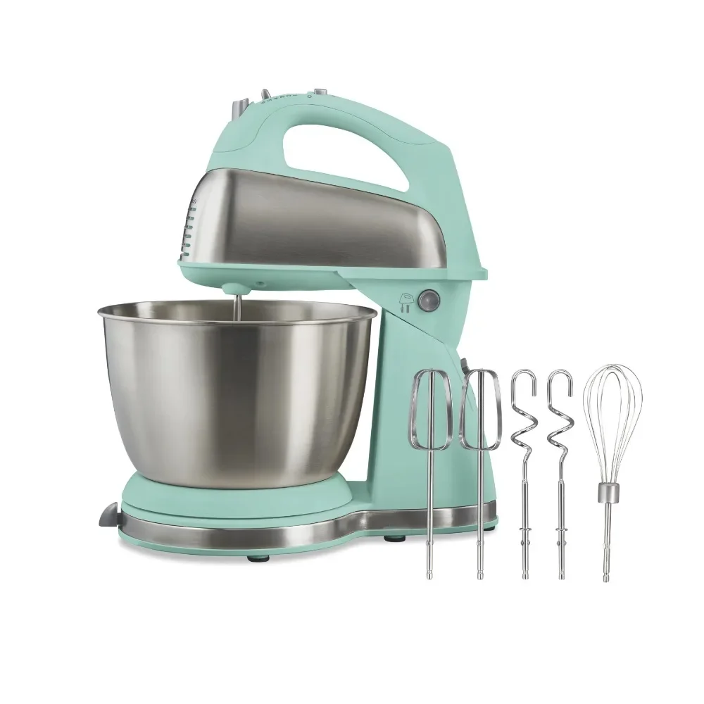 

Classic Stand and Hand Mixer, 4 Quart Stainless Steel Bowl, 6 Speeds with Quick Burst, Blue, Blenders, Household