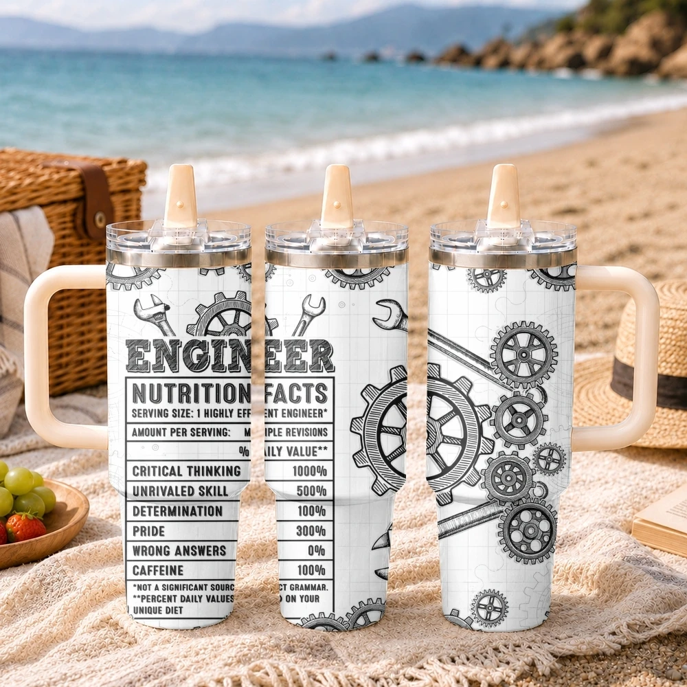 Engineer Nutrition Facts Vacuum Flasks 40oz 3rd Gen Vacuum Insulated Stainless Steel Tumbler Cup With Handle Straw Lid For Gifts