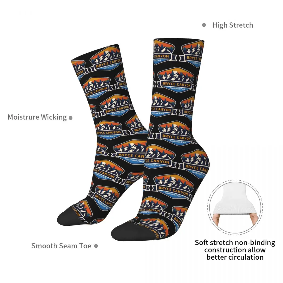 Bryce Canyon National Park Socks Harajuku Sweat Absorbing Stockings All Season Long Socks Accessories for Unisex Christmas Gifts