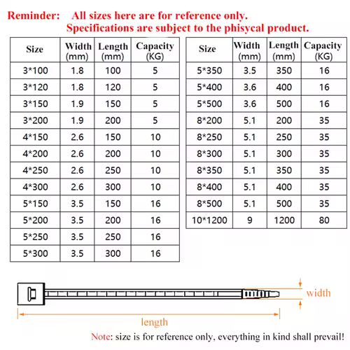 Plastic nylon cable tie 100 PCS black 5X300 cable tie fixing ring 3X200 cable tie zipper with 5X200 self-locking nylon cable tie - Image 5