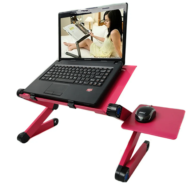 Suporte ajustável Laptop Desk Stand Lapdesk Liftable PC Notebook Alumínio Table Desk Holder Com Mouse Pad para Sofá Cama