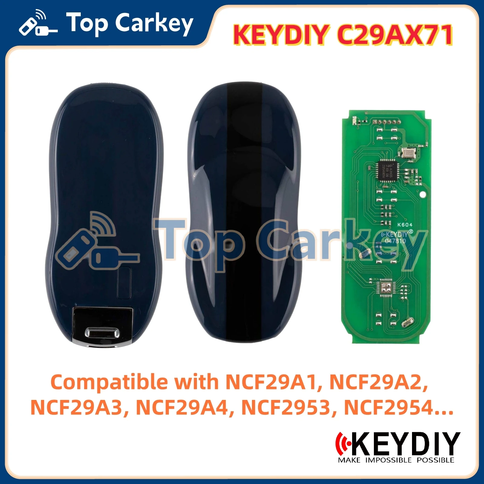 KEYDIY KD C29AX71 Smart Key Titanium Gray Color Without Buttons Compatiable with NCF29AX Series Chips