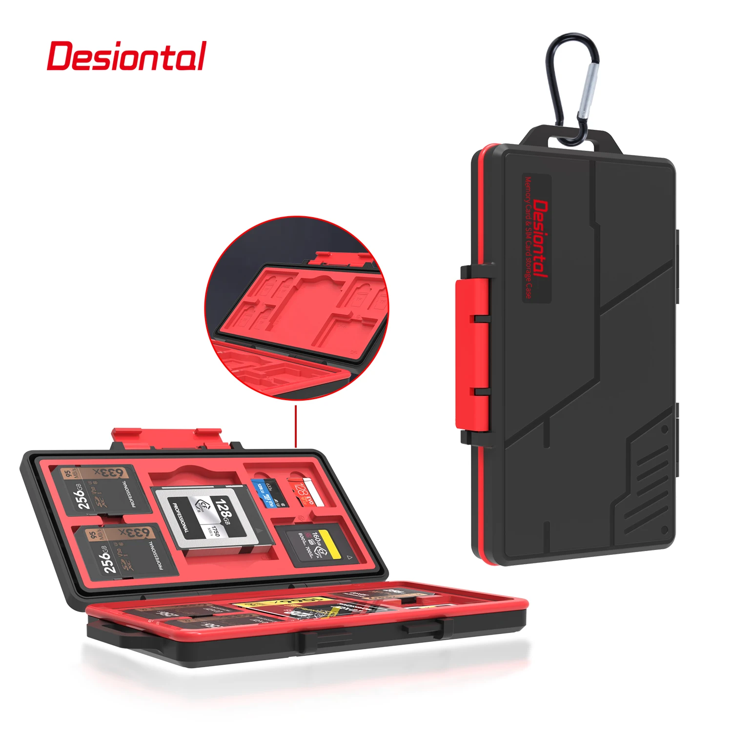 Desiontal LP-E9 Memory Card Case, Portable Rainproof Dustproof Drop-proof Storage Box, suitable for SD, XQD, CF-B, CF-A, and TF