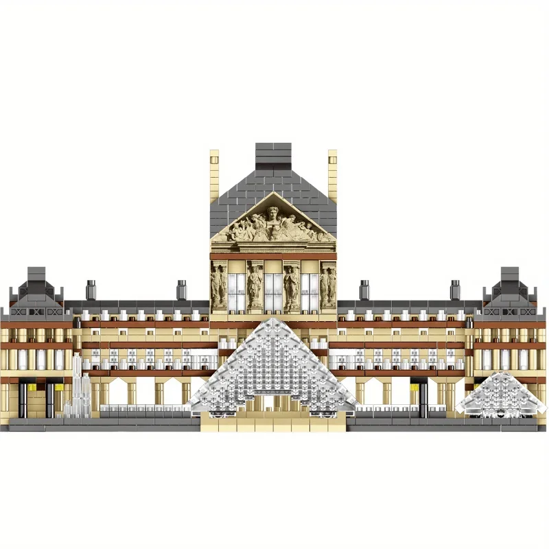 3377PCS Louvre Museum Micro Mini Bouwsteenset Iconische Kunstgalerie Bakstenen Model Prachtige detaillering Hoogwaardig materiaal