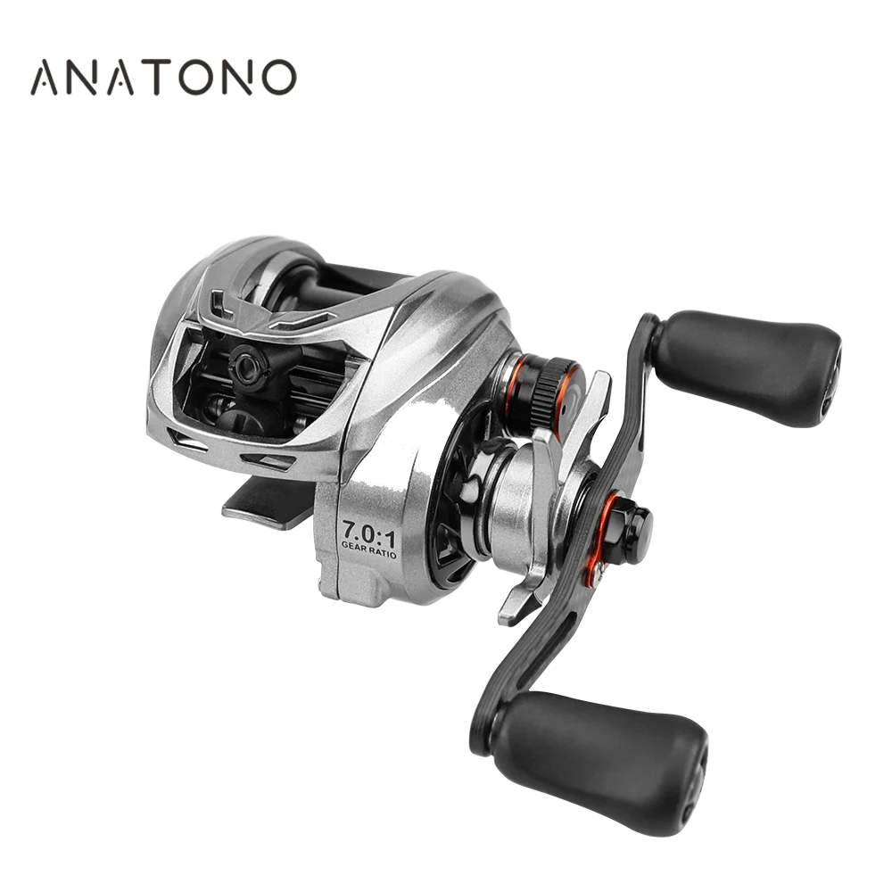 ANATONO Silver Rhino 130g Ultralight Baitcasting Reel BFS Fishing Reel 7.0：1 Gear Ratio Saltwater 8+1BB 6KG Power Baitcaster