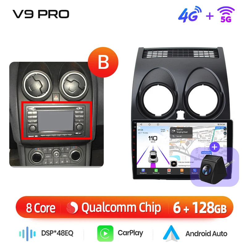 Junsun 360° °   Panoramische Camera 8-core Autoradio Voor Nissan Qashqai J10 2006-13 Draadloze CarPlay Scherm Android auto Stereo GPS Nav