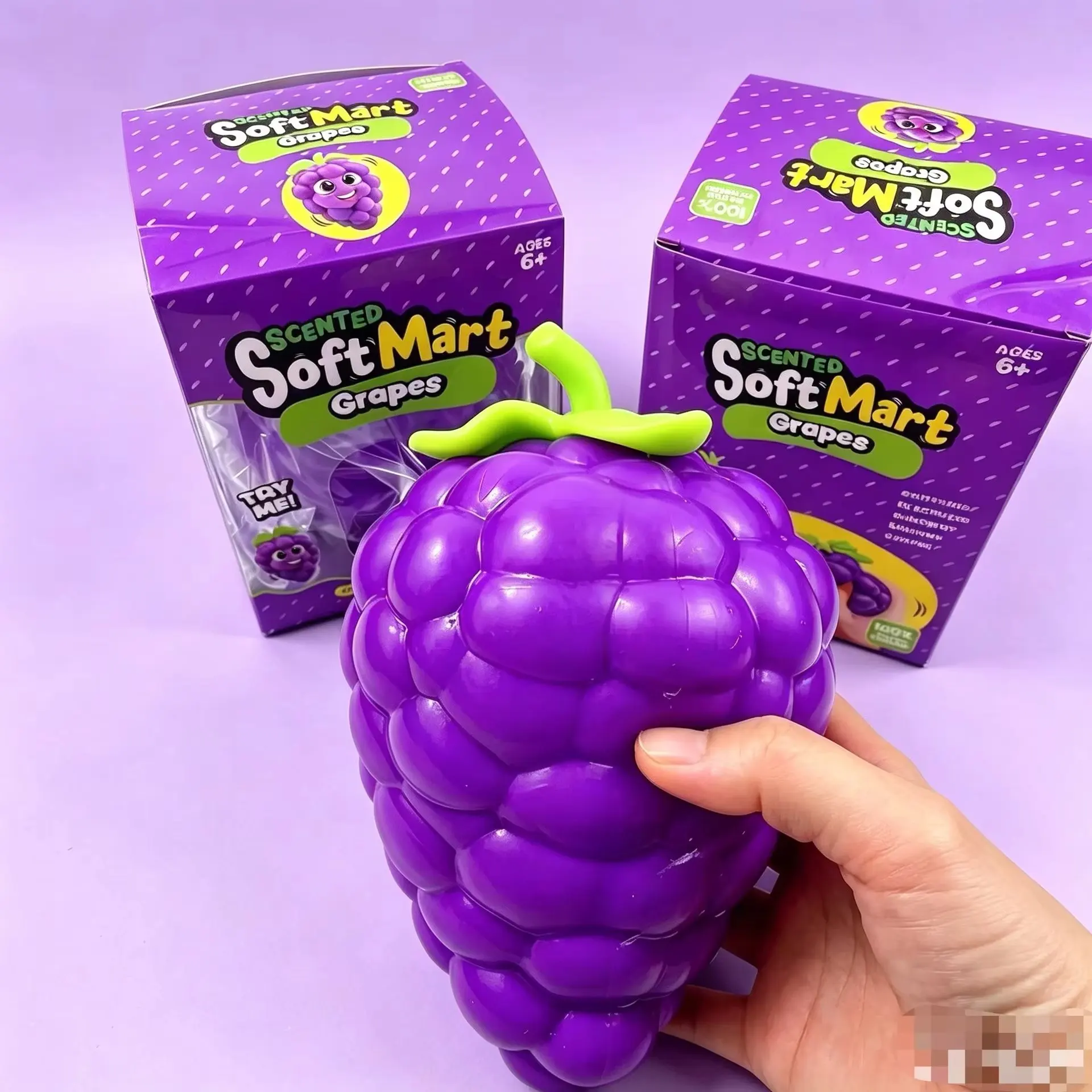 Jumbo Purple Grape Squishy Toy, TPR Flour-Filled Fast Rebound Stress Relief Decompression Fidget
