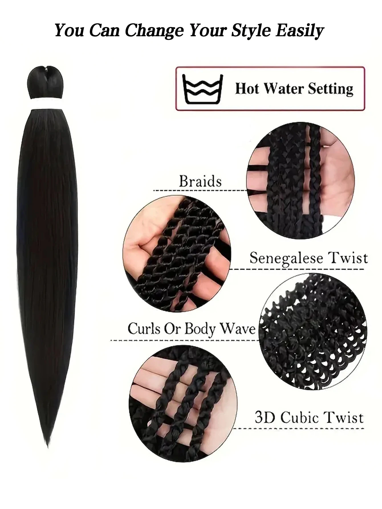 Synthetic easy braid hair for women girls super long braiding Hair Extensions bulk yaki straight Pre Stretched  brading hair