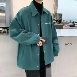 Men's 2024 Spring Autumn New Splicing Turn-down Collar Button Pocket Fashion Solid Color Loose Casual Long Sleeved Jackets